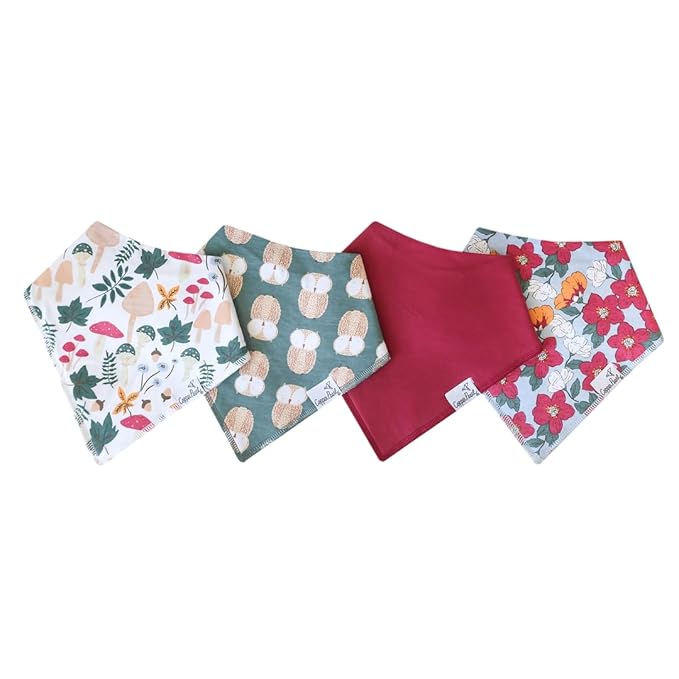 Copper Pearl 4 Pack Soft Cotton Baby Bibs for Drooling and Teething, Absorbent Drool Bibs for Baby Girl and Boy, Adjustable to Fit Newborns to Toddlers, Tons of Styles (Ivy)