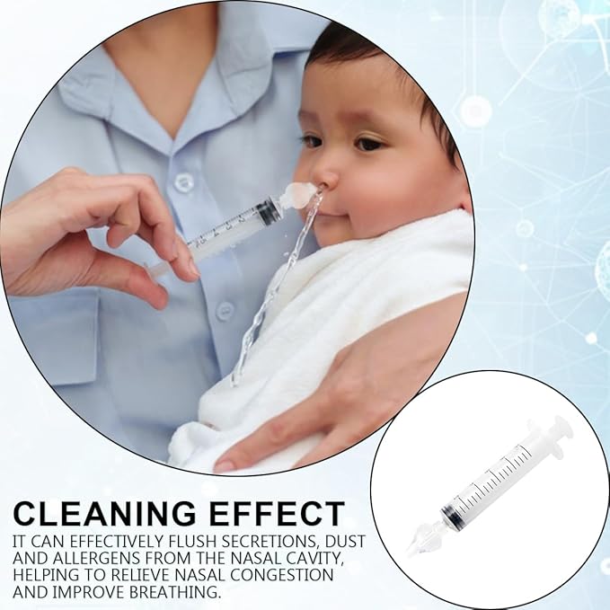DOERDO Nasal Syringe Irrigator, 8PCS Infant Nasal Irrigator, Silicone Tip Professional Infant Nose Cleaner, Reusable