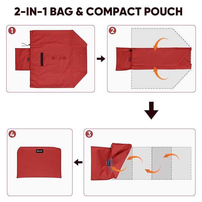 BALEINE Car Seat Travel Bag for Airplane, Water-Resistant Car Seat Bags for Air Travel, Foldable Cover with 3 Handles, Fits Toddler Carseat, Convertible and Booster Seats (Red)