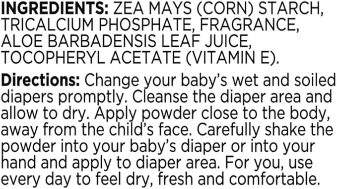 Pure Corn Starch Baby Powder Equate. Hypoallergenic Vitamine E & Aloe Vera-Talc-Free(Pack 1, 22 Oz.)