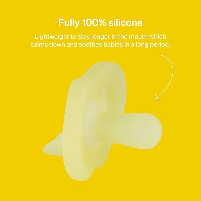 Full-Silicone Pacifier by LoveNoobs, 4 Pack, Pacifiers 0-6 Months, Baby Starter Kit, Newborn Silicone Dummy, Orthodontic, Teething Soothers, Newborn Gift