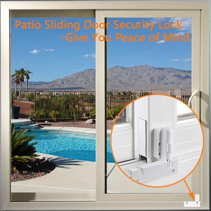 Patio Sliding Door Security Foot Lock Kick Lock, Fits on Top Rail-Childproof Patio Door Guardian-or Bottom Rail-Foot Operated-Keep Your Family Safe and Secure (2 Set)