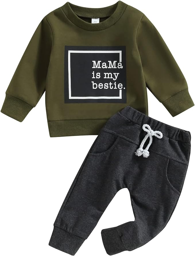 Baby Boy Fall Clothes Set Long Sleeve Crewneck Sweatshirts Pants Cute Infant Newborn Outfits 6 12 18 24 Months 2T