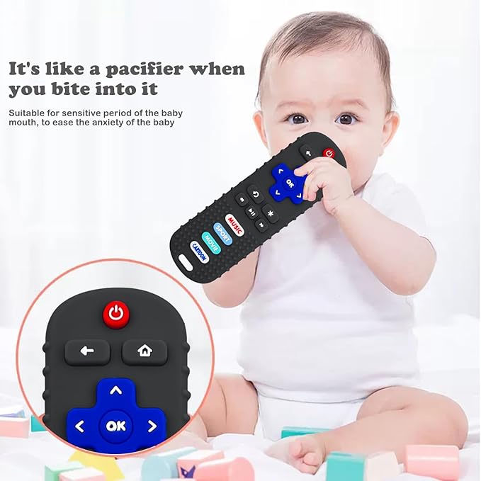 Baby Teether Toys - TV Remote Control Shape Silicone Toddler Teething Toys for Babies 6-12 Months