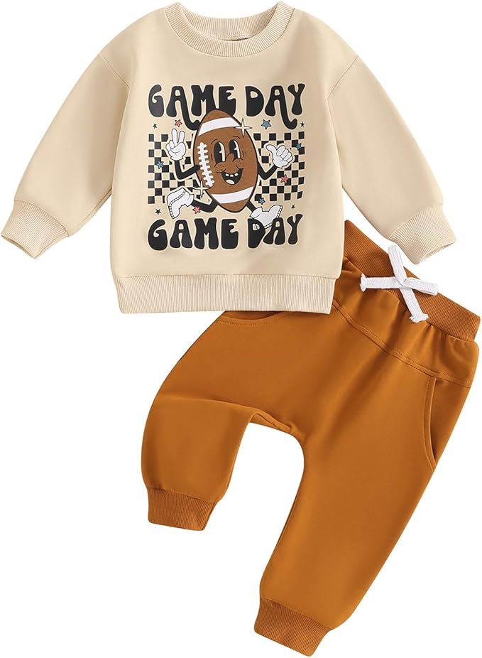Baby Boy Fall Clothes Set Long Sleeve Letter Print Sweatshirt Pants Toddler Infant Outfits 6 12 18 24 Months 2T