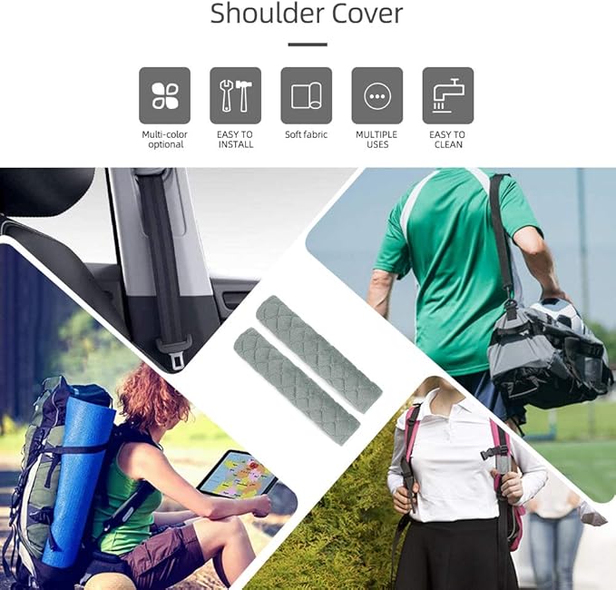 surpassme Car Seat Belt Pads Cover, 2 Pack Seat Belt Shoulder Strap Covers Protector to Release Stress to Your Neck and Shoulder for a Safety Driving (Grey)