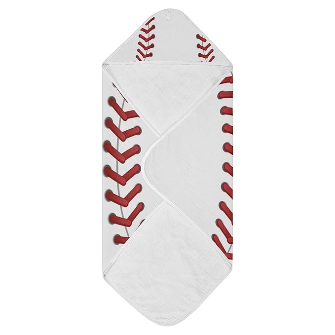 Sport Baseball Print Baby Towel Ultra Soft Hooded Towels for Babies - Ultra Absorbent Cotton Bath Towels 35x35 Inch