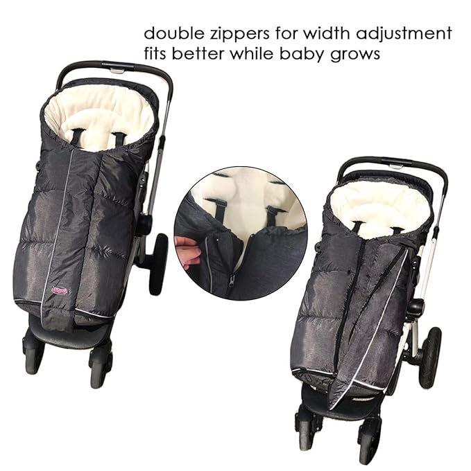 funlife Width Adjustable Universal Stroller Footmuff Designed for Baby Grows,Waterproof High Performace Stroller Bunting Bag,Beige