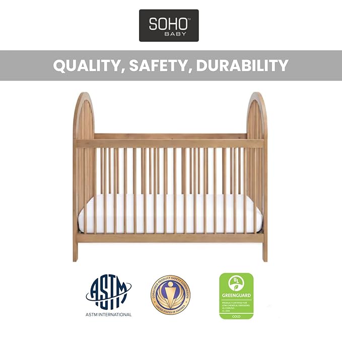 Soho Baby Everlee 3-in-1 Island Crib, Honey Wood