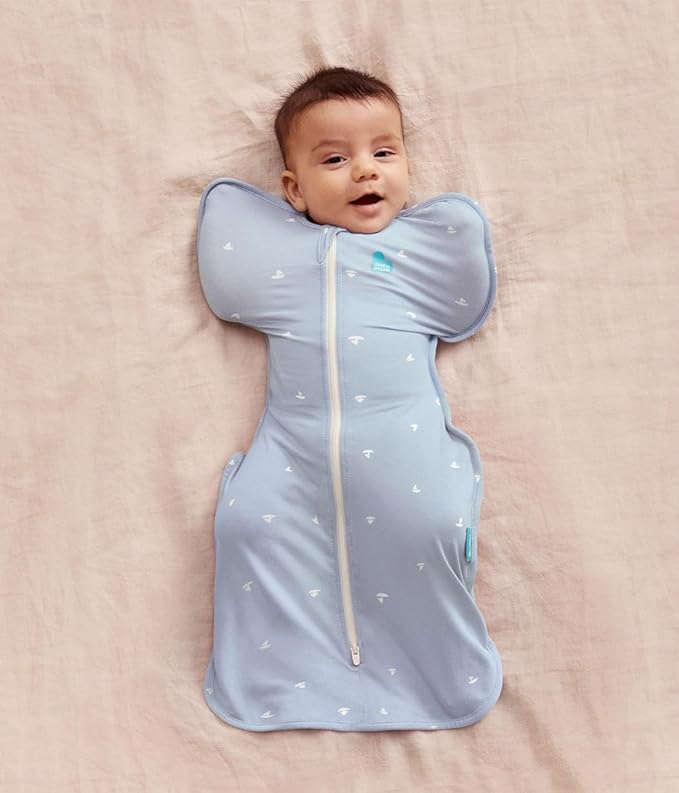 Love to Dream Swaddle Up Viscose from Bamboo, Arms Up Position, Soft and Sustainable Bamboo Fabric, Versatile Wearable Blanket, 1.0 TOG (20-24°C) Ideal for Moderate Temps, Boats Mist, Newborn