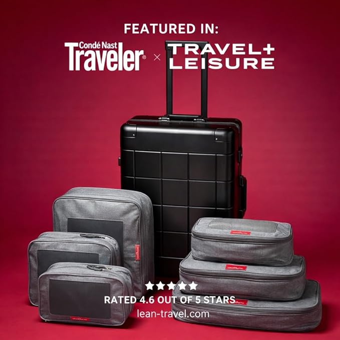 LeanTravel Premium Compression Packing Cubes for Travel - Luggage Organizers with Double Zipper - Sturdy Bags for Suitcase (6-Pack, Grey)