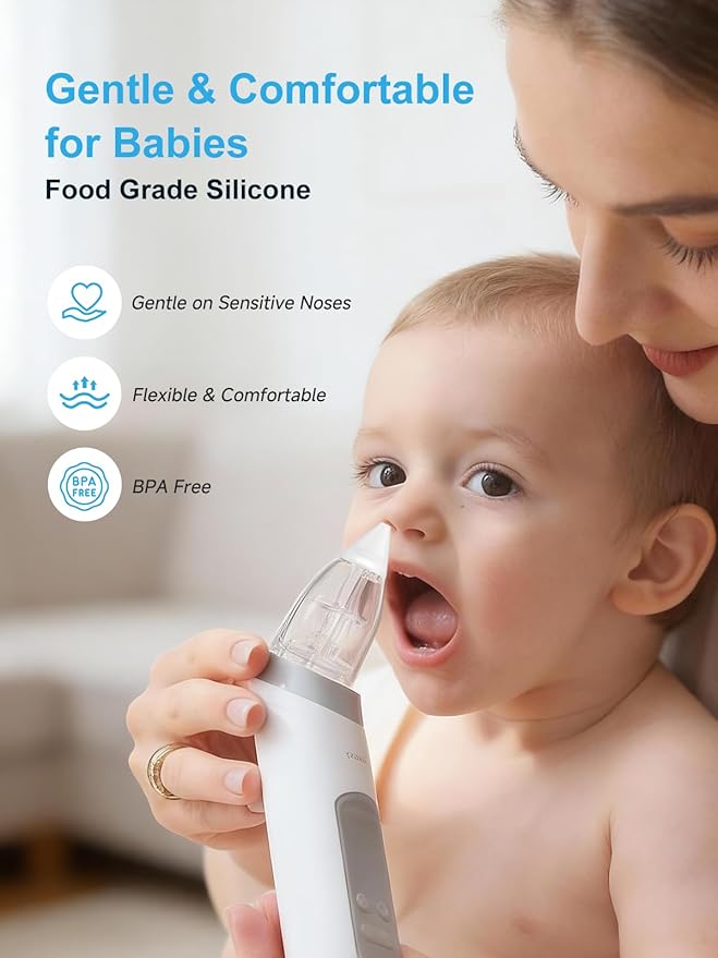 Nasal Aspirator Replacement Parts Compatible with GROWNSY, X-Bosak Electric Nose Sucker for Baby & Toddlers, 6 Soft Silicone Tips with Suction Chamber & Storage Case