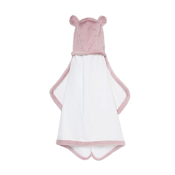Little Giraffe Luxe Baby Towel with Ears, 24" x 41", Dusty Pink