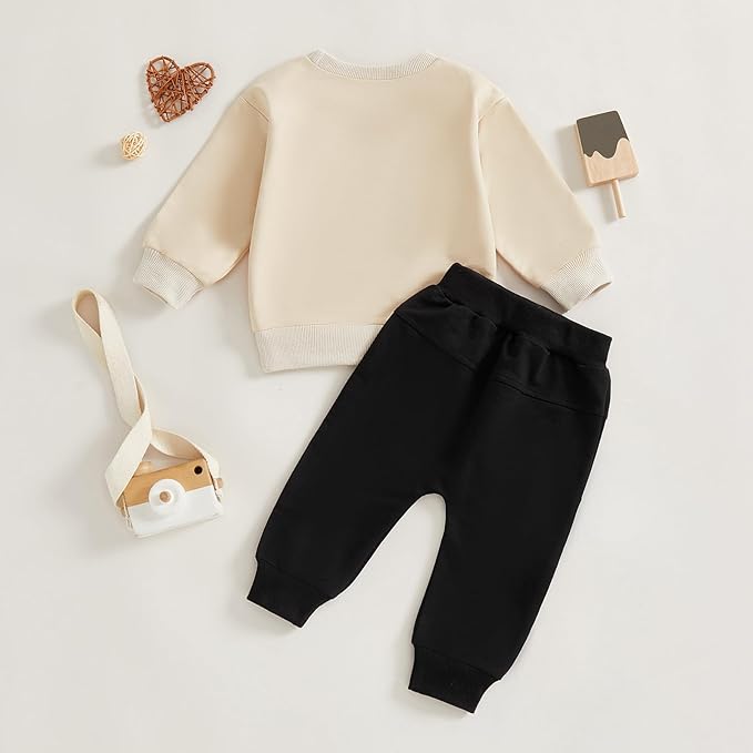 Infant Baby Boy Fall Clothes Set Funny Letter Sweatshirt Pant Outfit Toddler Winter Clothes 6 12 18 Months 2T 3T
