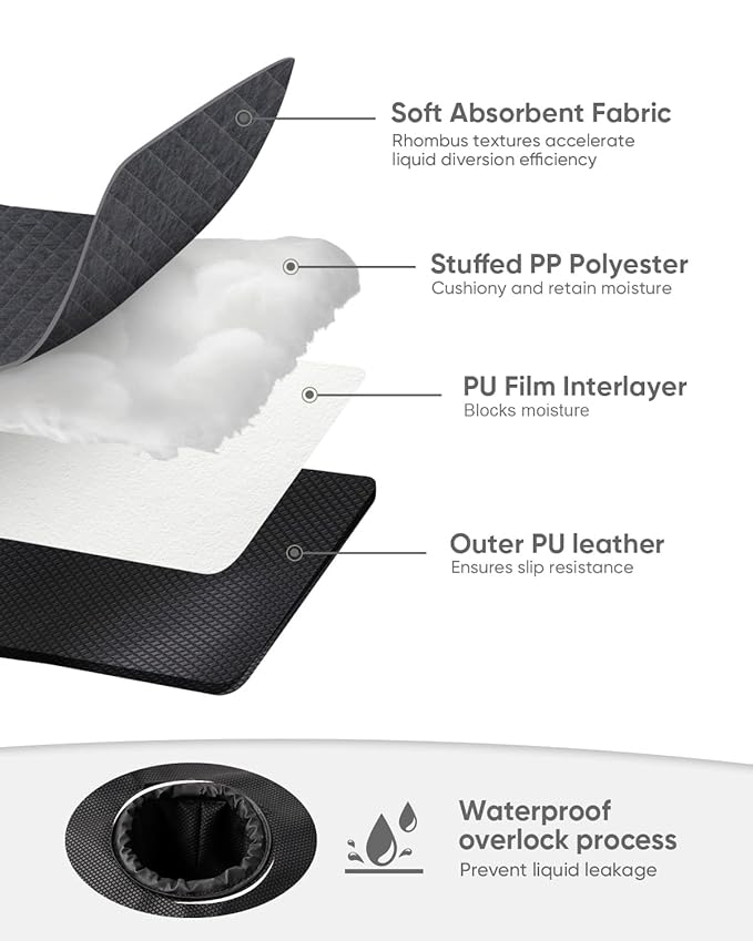 2 Pack Baby Potty Training Car Seat Protector, Waterproof Car Seat Liner for Potty Training Toilet, Baby Infant Toddler Piddle Pad Fits for Carseat, Stroller, Highchair - 2 Pack, Dark Gray