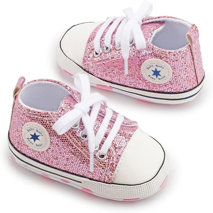 Unisex Baby Girls Boys Canvas High-top Shoes, Newborn Infant Anti-Slip Soft Sole Frist Walking Breathable Sneakers