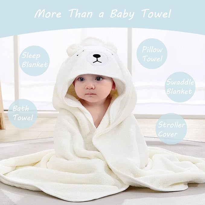 Hooded Baby Towels - Premium Ultra Soft Organic Baby Bath Towel – Absorbent and Hypoallergenic Towels for Baby Boy Girl, Toddler, Newborn Essentials (1 Pack Bear)