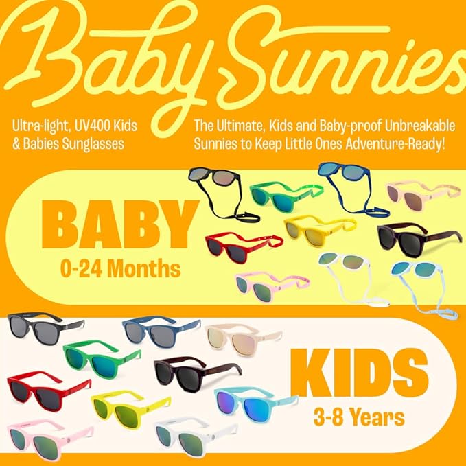 Polarized Baby Sunglasses With Strap - Unbreakable Flexible Infant Sunglasses For Toddlers Newborns 0-24 Months