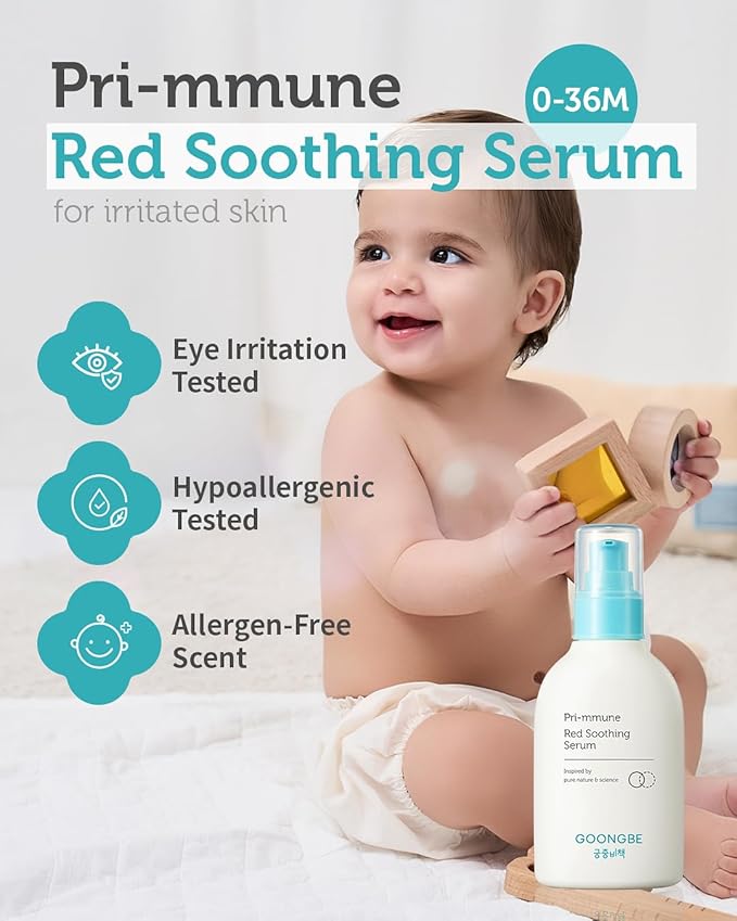 GOONGBE Pri-mmune Red Soothing Serum - Korean Baby Soothing Serum - Lightweight Gel Lotion - Refreshing & Cooling Gel for Instant Skin Relief for Newborns, Babies and Toddlers, 5.07 fl.oz.