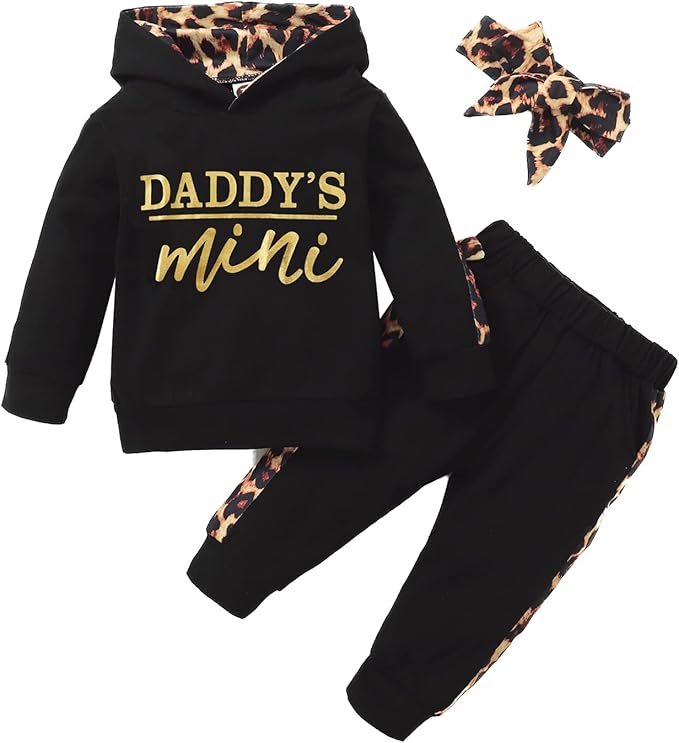 Yvowming Newborn Baby Girl Clothes Outfits Infant Hoodie Sweatshirt Pants Headband Toddler Girl Clothing Set