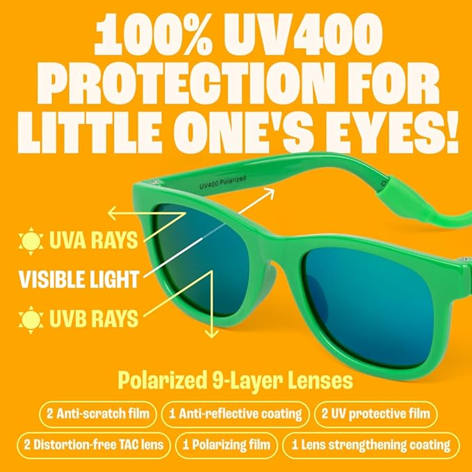 Polarized Baby Sunglasses With Strap - Unbreakable Flexible Infant Sunglasses For Toddlers Newborns 0-24 Months