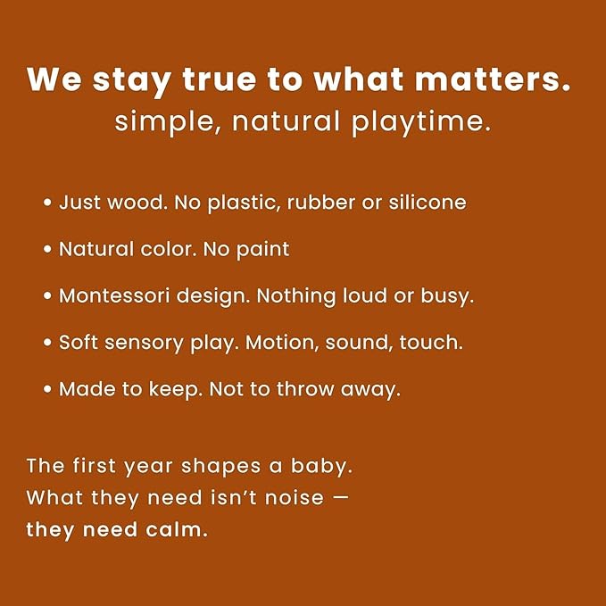 Baby Rattle Wooden Teether 0-12 Months - No BPA NO Plastic - Natural Montessori Baby Toys - Safe Teething Toys for Babies - 100% Beechwood Rattle Gift