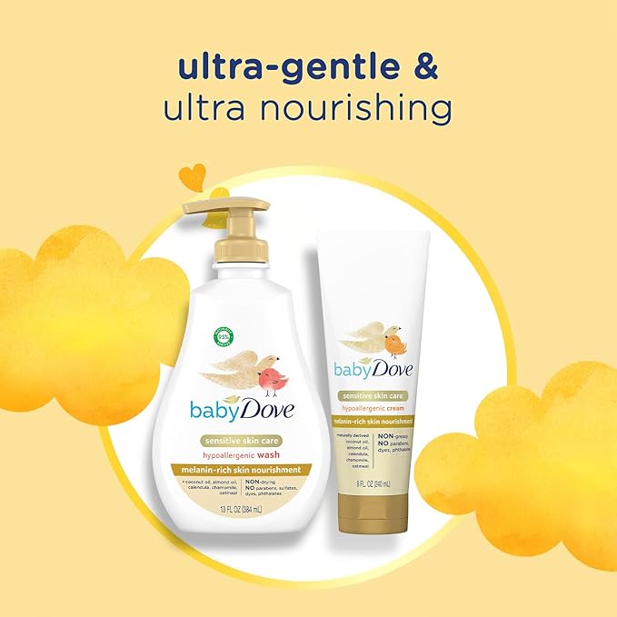 Dove Baby Body Wash & Lotion for Melanin-Rich Skin Care – Hypoallergenic, Suitable for Newborns