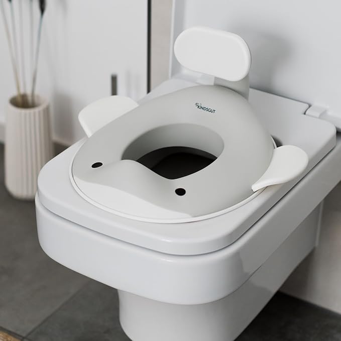 Kindsgut Potty Training Seat in whale design, designed in Germany, suitable for all toilet shapes non-slip toilet seat, Light Grey