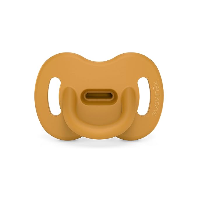 Color Essence SX PRO Silicone Baby Pacifier 1Pk, Made with 100% Soft Silicone, Baby Essentials Perfect for Breastfeeding Babies, Designed in Spain, 6-18 Mths, Bright Mustard