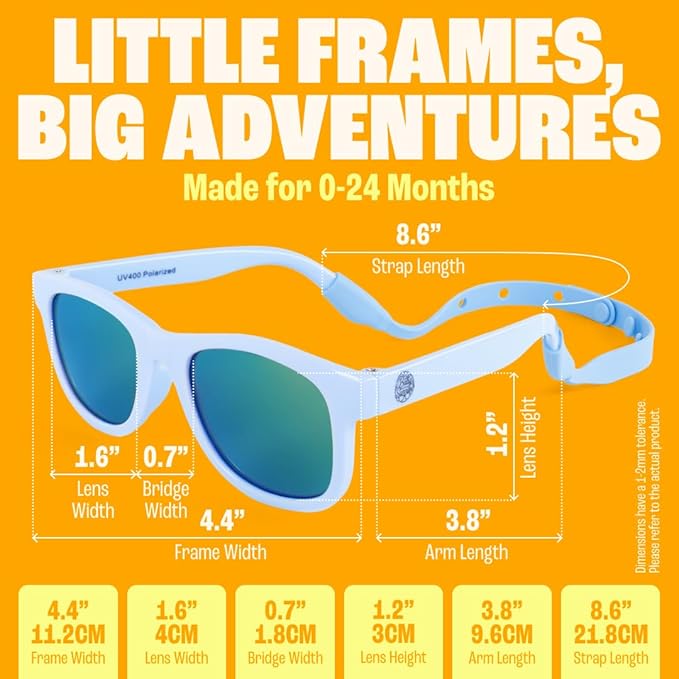Polarized Baby Sunglasses With Strap - Unbreakable Flexible Infant Sunglasses For Toddlers Newborns 0-24 Months