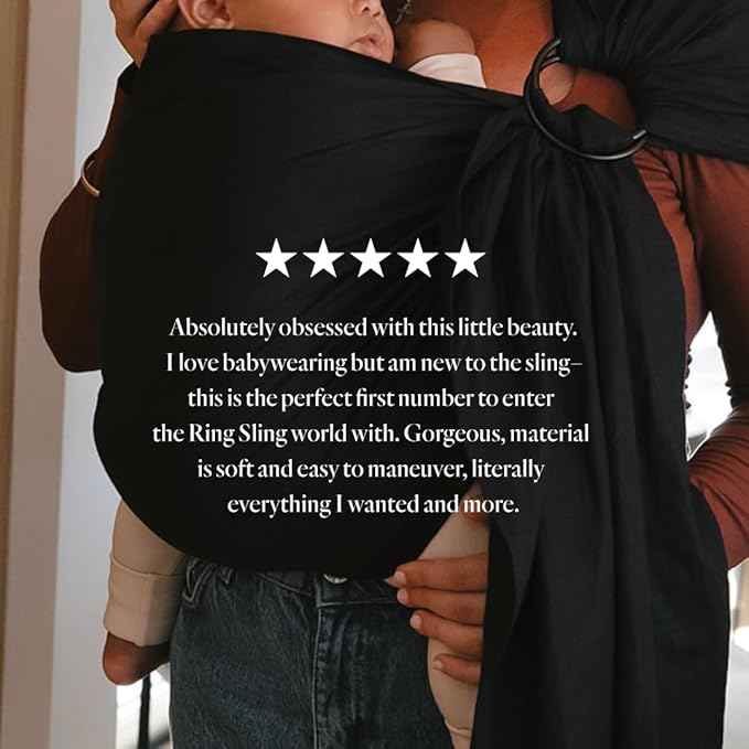 WildBird - Ring Sling Baby Carrier - 0-36 Months (up to 35 lbs) - Standard (74") Raven & Bronze Ring - Front, Hip or Back Carry - Adjustable Fit - Natural Linen - Baby Essentials - New Mom Gifts