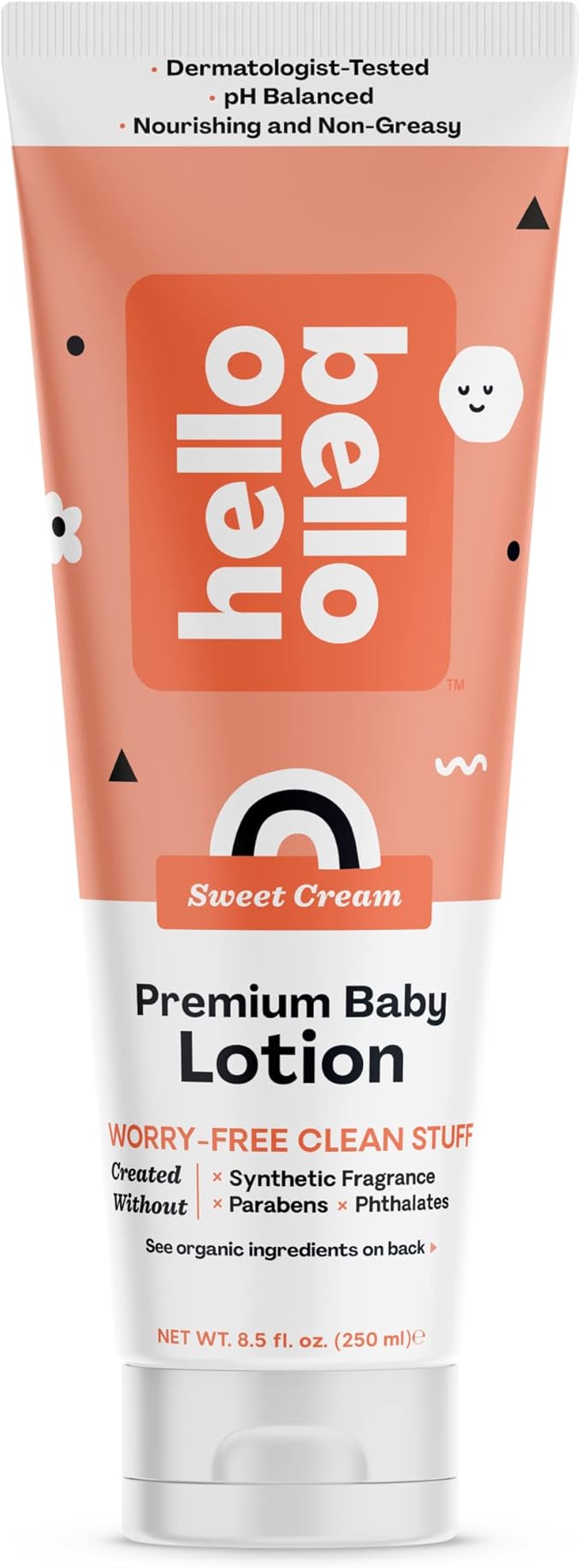 Hello Bello Premium Baby Lotion, Gentle Hypoallergenic Vegan Formula to Nourish and Moisturize, Sweet Cream Scent, 8.5 oz