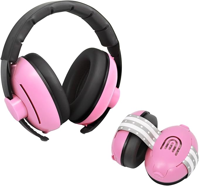 2-in-1 Adjustable Baby & Toddler Noise Cancelling Headphones - Ear Muffs for Kids 1-3 for Airplane Travel