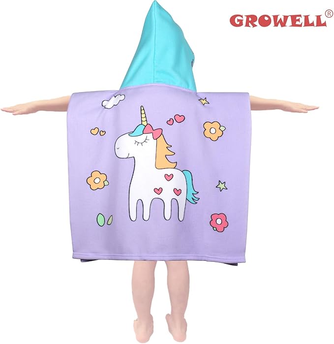 Hooded Kids Beach Towels - Toddler Bath Towel Girls Boys Swim Cover-ups for Ages 1 to 6 Kids Pool Towels Quick Dry Lightweight Soft Microfiber Poncho Towel 24x23(Flower Unicorn New)