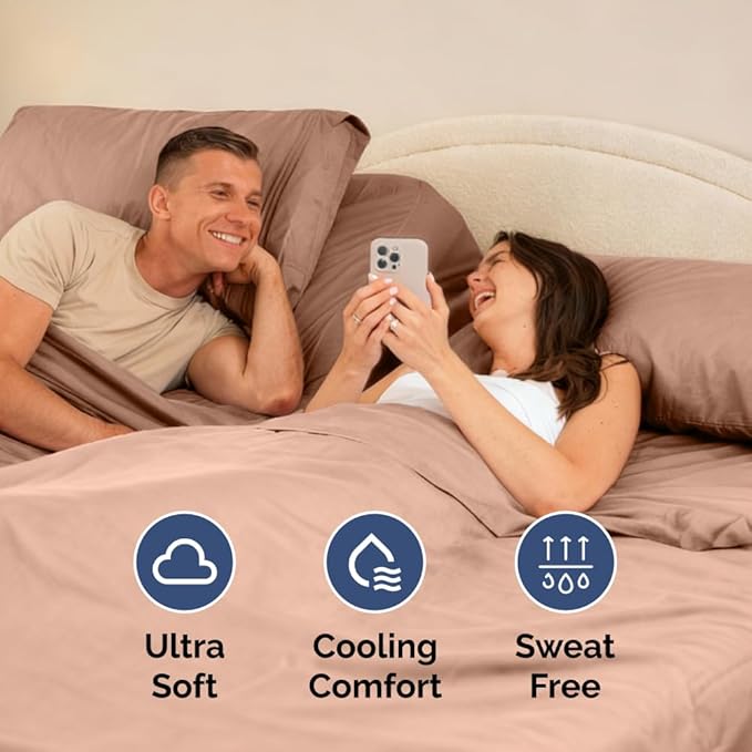 Flex Top Split Head King 4 Piece Sheet Set - Comfy Breathable & Cooling Bed Sheets Set - Hotel Luxury Bedding for Women, Men, Kids, Teens, Boys & Girls - Deep Pockets, Ultra-Soft - Oeko-Tex - Mauve