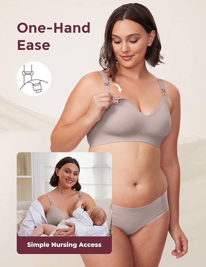 Momcozy Nursing Bras for Breastfeeding, YN21 Seamless Ultra Comfort Maternity Bra, Natural Shape, Pregnancy Sleep Bralette