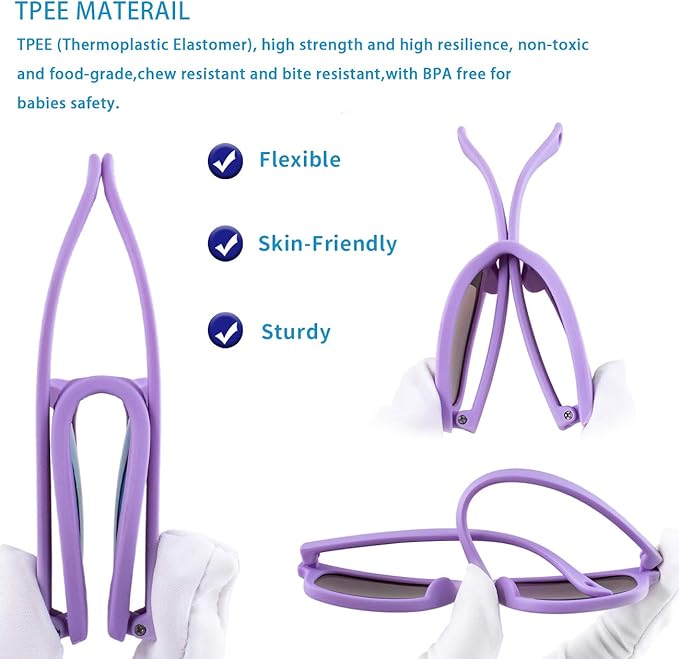 MAXJULI Baby Infant Sunglasses Safe, Soft, With Adjustable Strap 0-24 Months BPA Free 7002