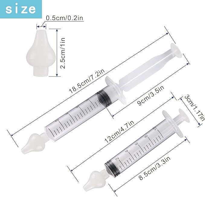 Silicone Baby Nasal Aspirator,Syringe Nasal Irrigator,10ml Nasal Irrigator Portable Infant Nose Cleaner Nose Aspirator with Cleanable (Transparent)