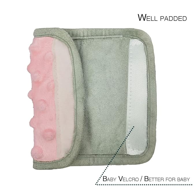 car seat Strap Cover for Baby, seat Belt Cover Cushion, Belt Pads fit Baby Carrier/Pushchair/Stroller, Cozy Peace Dotted Minky, Solid Pink
