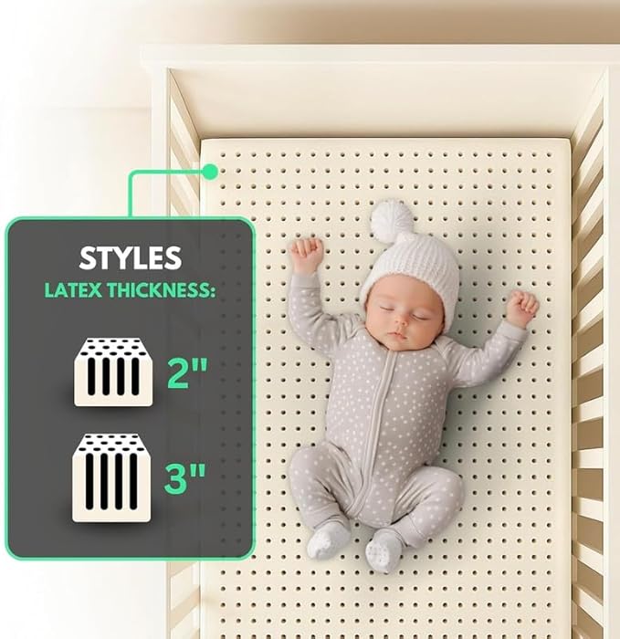 ORGANIC TEXTILES Organic Baby Mattress Topper with Water Resistant Removable Cotton Cover - GOLS/GOTS Certified - Breathable - 2" Cradle (36"x18")