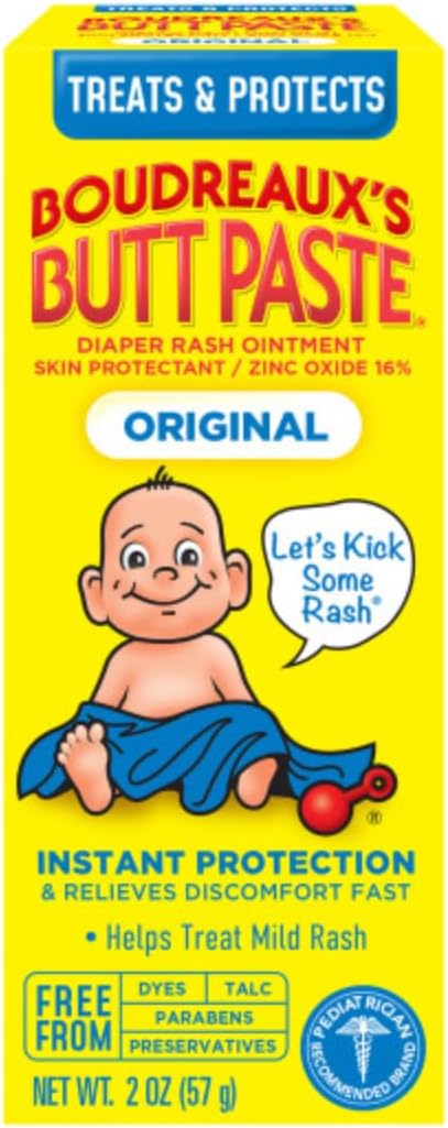 Boudreaux's Butt Paste Diaper Rash Ointment (Original (2oz) & Maximum Strength (2oz)) (1 of each) Variety Pack