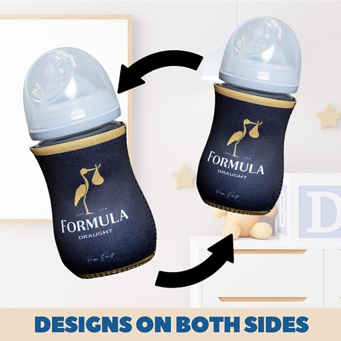 Irish Beer Themed Coozies for Baby Bottles - Funny Gift for New Parents & Baby Showers - (2 Premium Designed Neoprene Coozies + BPA/Lead/Phthalate Free Bottle Included)
