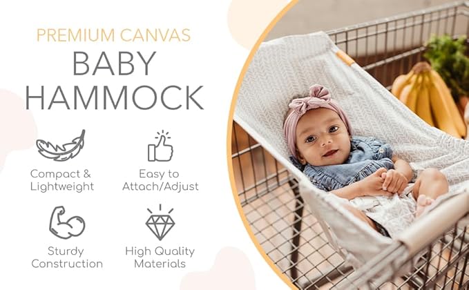 Binxy Baby Shopping Cart Hammock – Infant Seat for Grocery Carts – Holds Car Seats Securely – Compatible with Select 4-Seater Wagons (20–24” Wide) – Supports Up to 50 lbs – Little Arrow