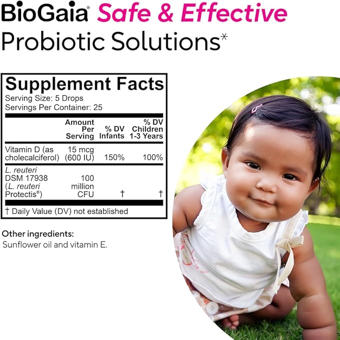 BioGaia Immune Active Baby Probiotic Drops + Vitamin D | for Babies & Toddlers 0-36 Months | Supports Digestive & Immune Health | Allergen, Dairy, Soy & Gluten Free | Backed by 30 Years of Research