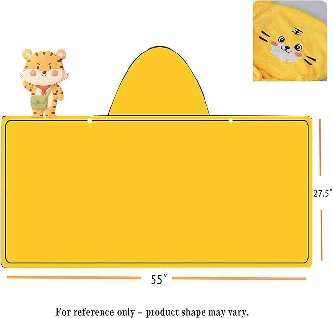 Toddler Bath Towel Baby Towels with Hood 27.5"X55" Ultra Absorbent Soft Bathrobe Blanket Kids Shower Towel for Girls and Boys(Sunset Yellow)