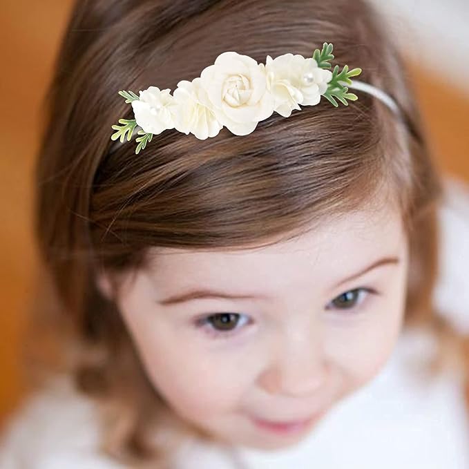 Baby Girl Headbands Nylon Flower Elastic Hairbands 3pcs Hair Accessories Gift for Newborn Infant Toddlers (YM2)