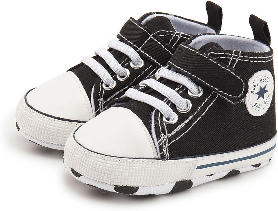 Unisex Baby Girls Boys Canvas High-top Shoes, Newborn Infant Anti-Slip Soft Sole Frist Walking Breathable Sneakers
