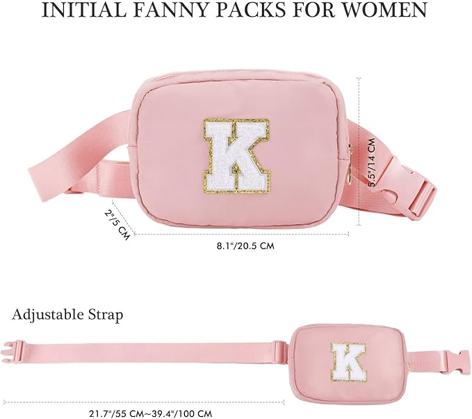 YOOLIFE Initial Crossbody Bags for Women - Belt Bag Fanny Packs for Women Cross Body Bag Sling Bag Black Small Waist Packs Mothers Day Gifts Travel Accessories Monogrammed Gifts I
