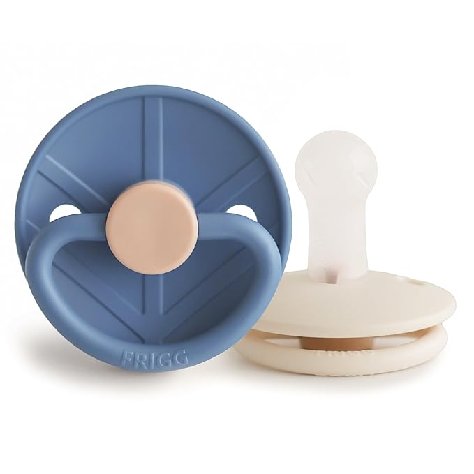 FRIGG Little Viking SilkySoft Silicone Baby Pacifier 2-Pack | Made in Denmark | BPA-Free (Ocean View/Cream, 6-18 Months)