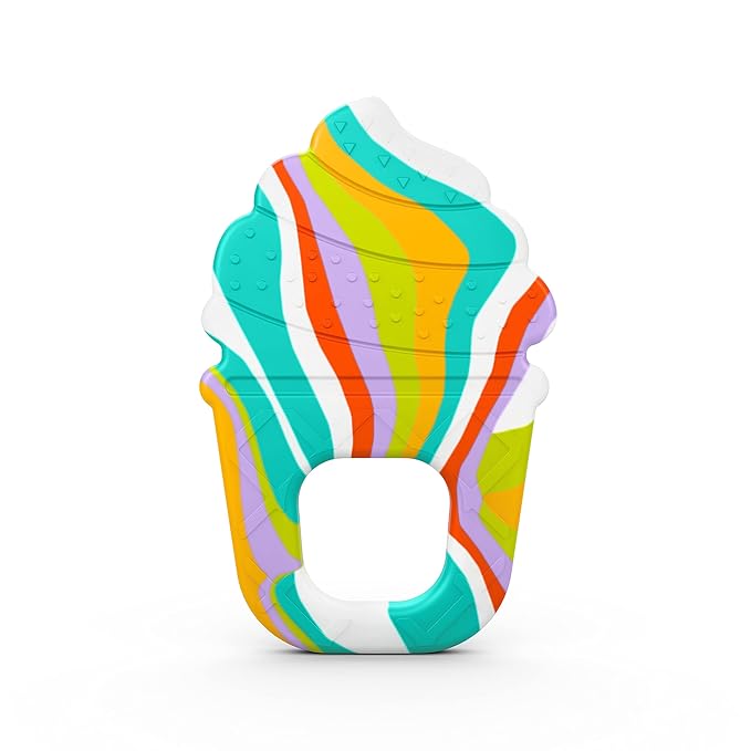 Bright Starts Soothing Soft Serve Silicone Teether, Easy-Grasp Ice Cream Cone, BPA Free, Unisex, 3 Months+